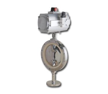Wafer type slim body butterfly valve with actuator